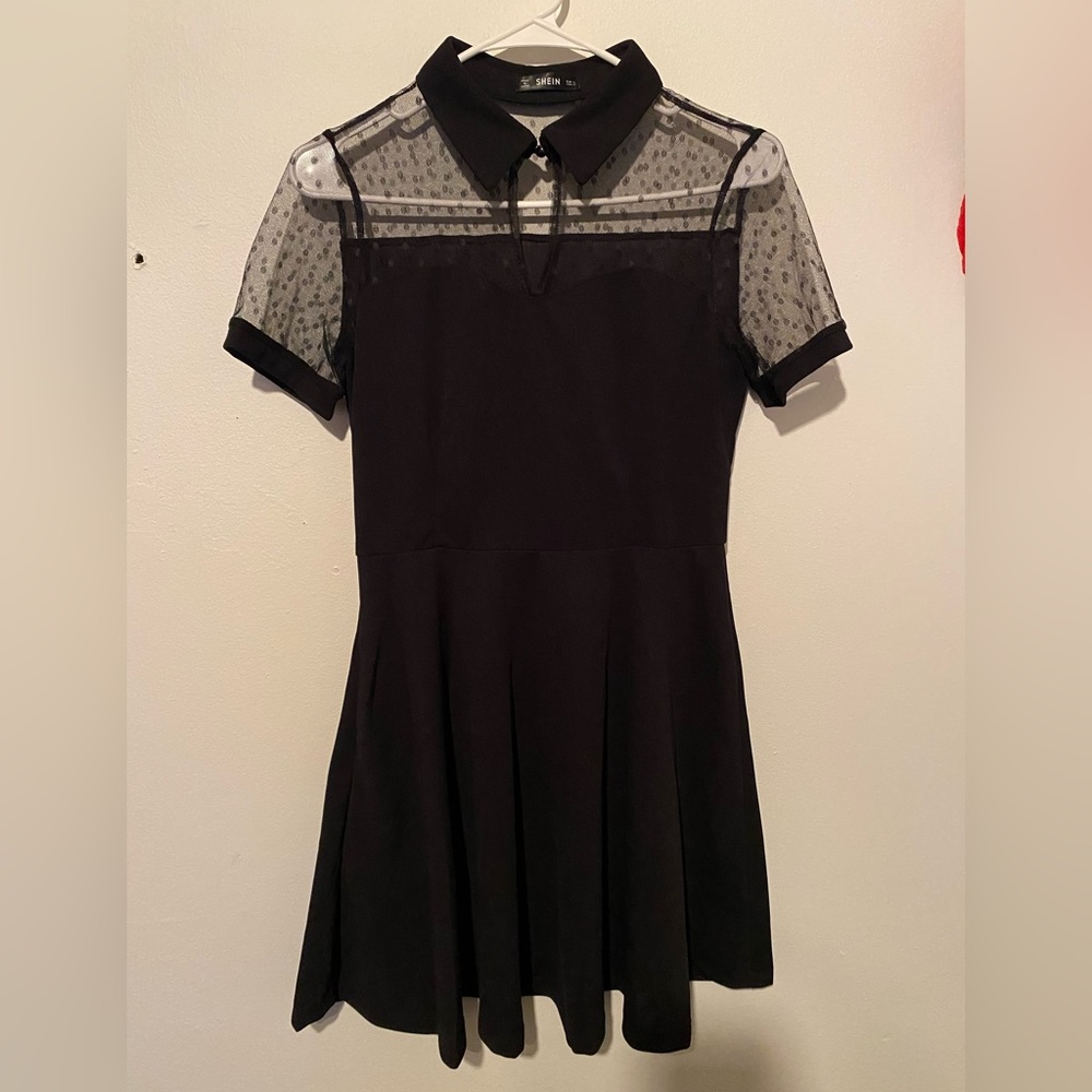 black mesh school girl dress